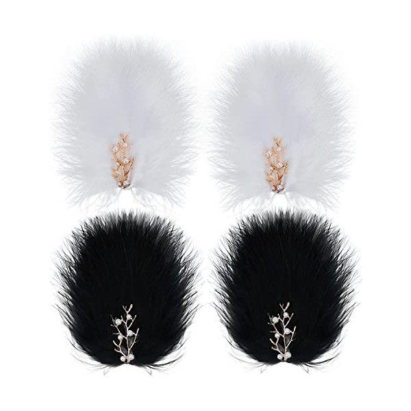 MWOOT Pinces Cheveux Plumes, 4 Pièces Fascinateurs Plumes pour Costumes Années 1920, Barrette Cheveux Plume Blanche Noire pou