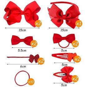 Ensemble de 23 accessoires pour cheveux pour enfants avec nœud - Tête de fleur - Queue de cheval - Corde à cheveux élastique 