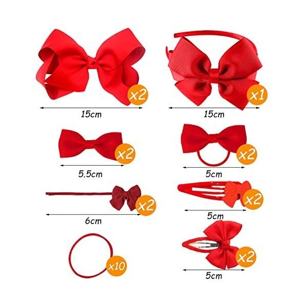 Ensemble de 23 accessoires pour cheveux pour enfants avec nœud - Tête de fleur - Queue de cheval - Corde à cheveux élastique 