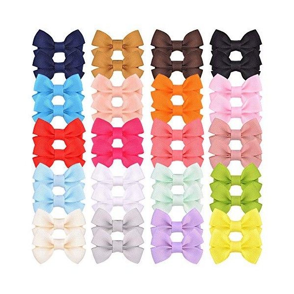 Lot de 40 pinces à cheveux de 2 pouces entièrement doublées en crocodile pour bébé, cheveux fins, tout-petits, enfants en pai