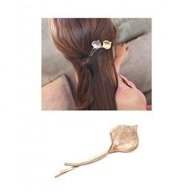 Lot de 9 pinces à cheveux crocodiles en métal doré - Plumes, feuilles et fleurs - Accessoires pour femme, pour mariage et fêt