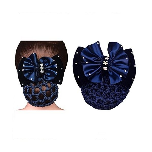 1 barrette à cheveux noire en satin avec strass pour chignon - Pour femme et fille