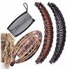 Lot de 4 pinces à cheveux verticales bananes pour femme - Accessoires pour queue de cheval