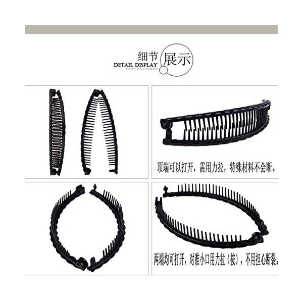 Lot de 4 pinces à cheveux verticales bananes pour femme - Accessoires pour queue de cheval