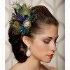 IYOU Pinces à cheveux en plumes de Paon Coiffeuse Verte Flapper Vintage Festival Prom Gastby Accessoires pour cheveux pour Fe