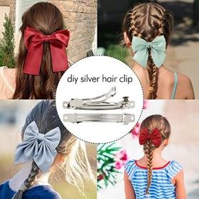 Lot de 50 pinces à cheveux rectangulaires en métal argenté avec base unie pour nœuds et queue de cheval, 8 cm