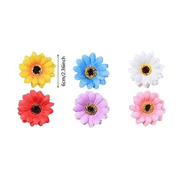 Nifocc Lot de 12 barrettes à cheveux en forme de fleur multicolore - Motif tournesol - Pour femmes et filles - 6 couleurs