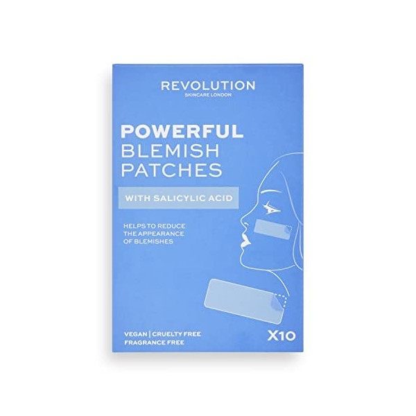 Revolution Skincare London, Powerful Salicylic Acid, Patchs Anti-Imperfections, 10 Pcs Crème Jour et Nuit