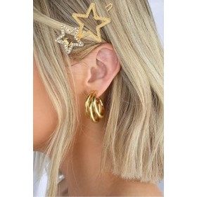 Yean Lot de 2 barrettes à cheveux en forme détoile en cristal doré pour femmes et filles A 