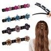 Kiiwah 4 Pièces Barrette à Cheveux Latérale à Trois Fleurs, Pince à Cheveux Tressées en Strass pour Femme Fille Coiffure