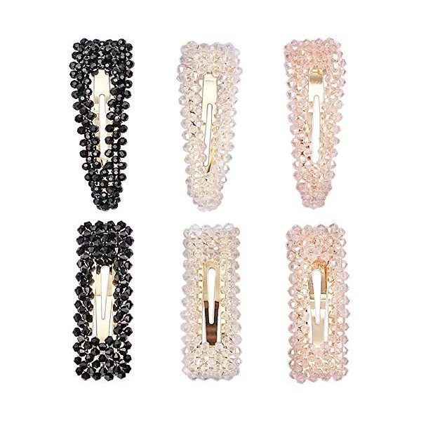 Uooker Lot de 6 barrettes à cheveux en cristal pour mariage, demoiselle dhonneur, faites à la main avec strass