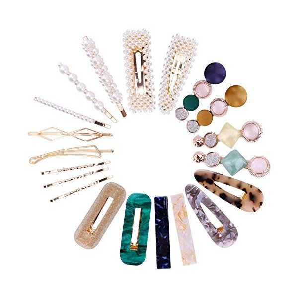 Lot de 20 pinces à cheveux avec perles - Macaron artificiel en résine acrylique - Pour femmes et filles