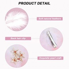 MWOOT 3 Pièces Pinces Cheveux Plumes Fascinateurs Cheveux, Pinces Cheveux Strass Faites Main, Coiffe Barrettes pour Femmes et