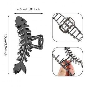 Ouligay Pinces à cheveux en forme dos de poisson en métal en forme dos de poisson - Pince à cheveux antidérapante - Grande 