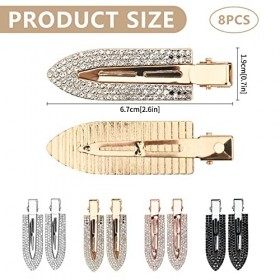 Bekecidi 8 Pièces Pinces à épingles Sans Plis Strass Épingles à Cheveux Sans Plis en Métal Epingle à Cheveux Outil de Coiffur