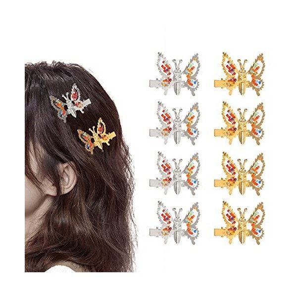 Kavya 8 Pièces Pince Cheveux Femme de Papillon en Or Épingles à Cheveux de Papillon de Perle Accessoires de Cheveux pour Femm