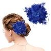 WLLHYF Bleu Dames Plume Fleur Pince à Cheveux Élégant Chapeau Fleur Maille Rubans Broche Broche Fascinateur Chapeaux Floral C