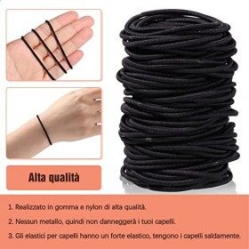 Vinabo Elastique Cheveux, Bandes Elastiques pour Cheveux, Lot de 100 PC Nylon Cravates Elastiques, Lies pour Queue de Cheval,