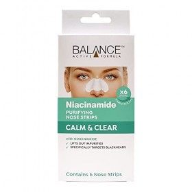 Balance Active Formula Niacinamide Calm & Clear Lot de 6 bandes nasales purifiantes pour enlever les impuretés Cible spécifiq...