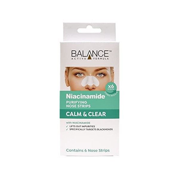 Balance Active Formula Niacinamide Calm & Clear Lot de 6 bandes nasales purifiantes pour enlever les impuretés Cible spécifiq...