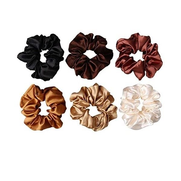 6 pcs Chouchous Cheveux, Chouchous Élastiques à Cheveux en Satin Chouchou Cheveux Ties Cordes Chouchou Scrunchie Colorés pour