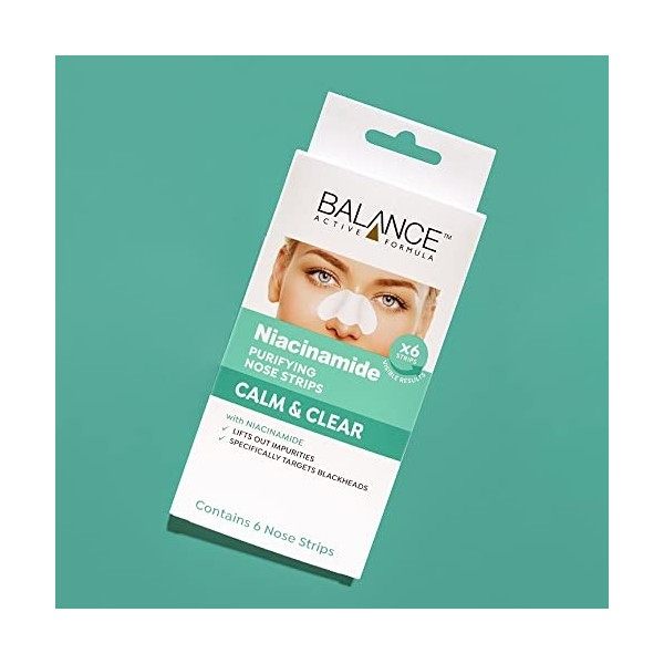 Balance Active Formula Niacinamide Calm & Clear Lot de 6 bandes nasales purifiantes pour enlever les impuretés Cible spécifiq...
