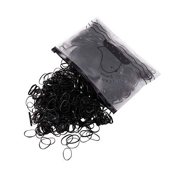 Hanyousheng 1000 Pièces Petit Elastique Cheveux, Mini Bandes de Caoutchouc Élastique Noir, Mini Elastique Cheveux, Elastique 