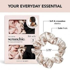 Kitsch Lot de 5 chouchous professionnels satinés, plus doux que la soie, pour la prévention des frisottis, chouchous pour le 