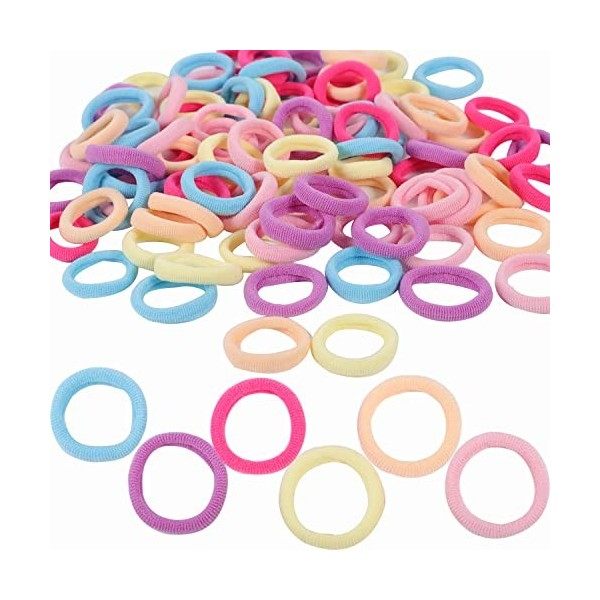 100 Pcs Elastique Cheveux Enfant Fille, Mini Chouchou Cheveux Bébé Élastiques Mini Chouchous Coloré pour Enfants Bébé Filles