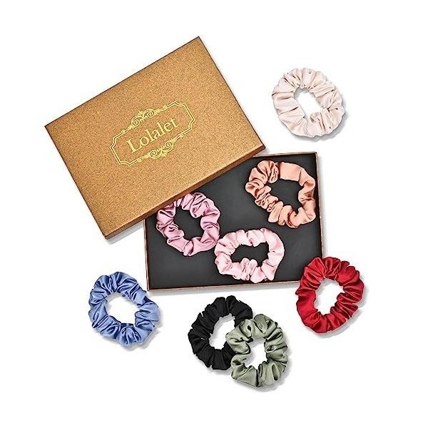 Lolalet 8 Chouchous en Satin Cheveux Élastique, Chouchou Cheveux Ties Cordes, Chouchou Satin Scrunchie Colorés, Chouchou Acce