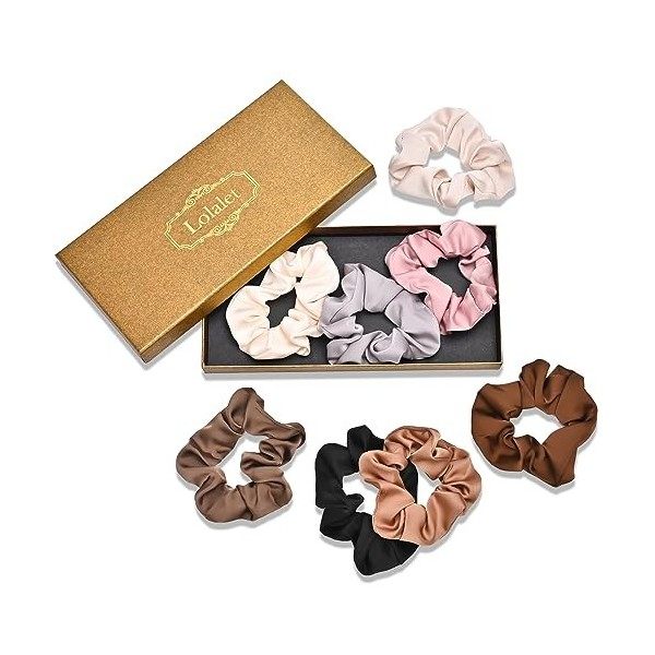 Lolalet 8 Chouchous en Satin Cheveux Élastique, Chouchou Cheveux Ties Cordes, Chouchou Satin Scrunchie Colorés, Chouchou Acce