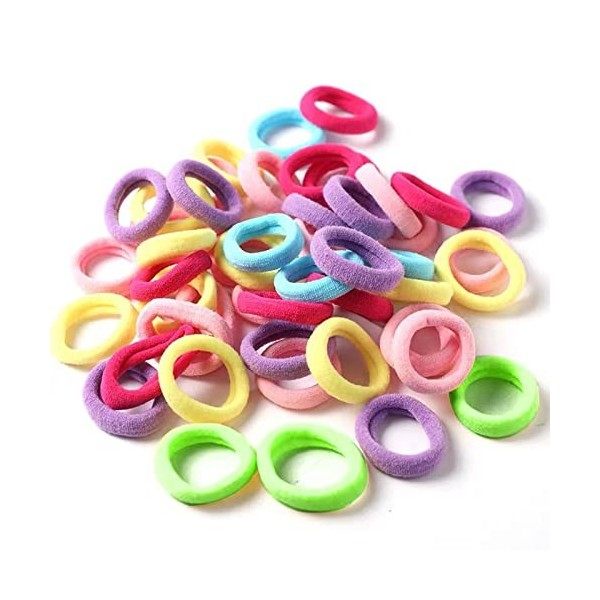 100 Pièces Mini Chouchous Attaches de Cheveux de Bébé, Mini Cravates Colorées de queue de Cheval doux de Bandes de Cheveux Mu