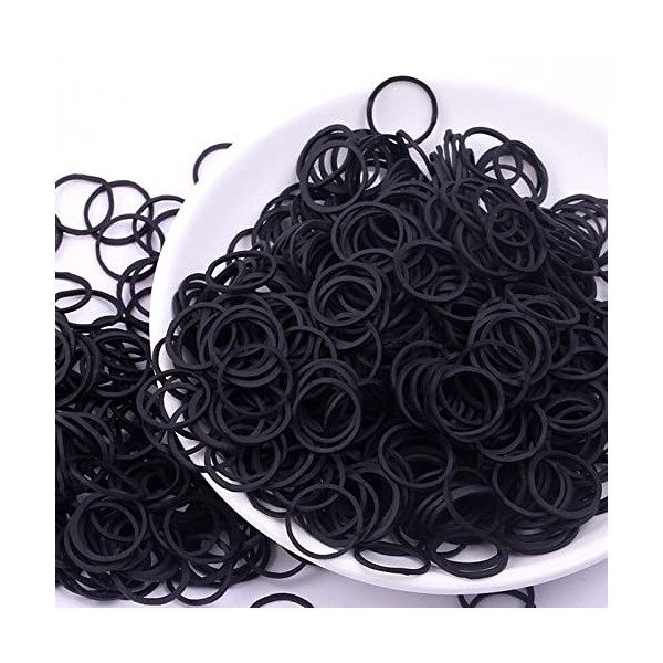 1000 Pièces Mini Bandes de Caoutchouc Élastique Soft Elastic Bands Noir, pour les cheveux des enfants,coiffure de mariage et 