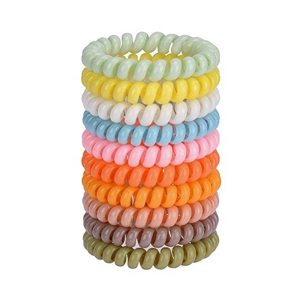 JessLab Élastiques à Cheveux en Spirale, 10Pcs Sans Trace Hair Ties Plastique Bobines de Cheveux Queues de Cheval Supports No