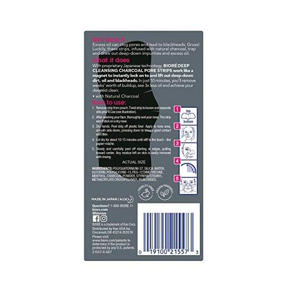 Bioré Charcoal Pore Strips - Pack of 6