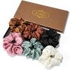 Lolalet 6 Chouchous Cheveux en Satin, Chouchou Scrunchie avec Couleur Différente, Cheveux Ties Cordes Élastiques pour Filles 