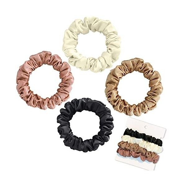 Olakin Chouchous Cheveux en Soie[4Pcs], Elastiques Cheveux, Femme Fille Bobbles Scrunchies Cheveux éLastique Bandes Ties Cord