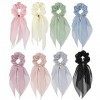 Junenoma Foulard Cheveux, Chouchou Noeud, 8 Pièces Double Couche Arc Chouchous, Doux Élégant Élastiques Bandes De Cheveux Éla