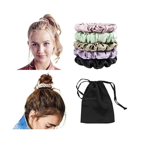 LilySilk Chouchou en Soie 100% Elastiques Cheveux Femme Fille Bobbles Scrunchies Vsco Girl Elastique Cheveux Pure Soie Gros C