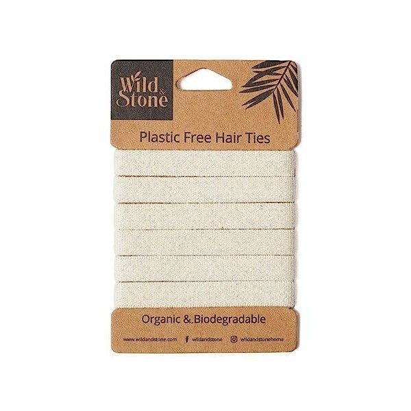 Wild & Stone Lot de 6 élastiques à cheveux 100% biodégradables et sans plastique Noir 