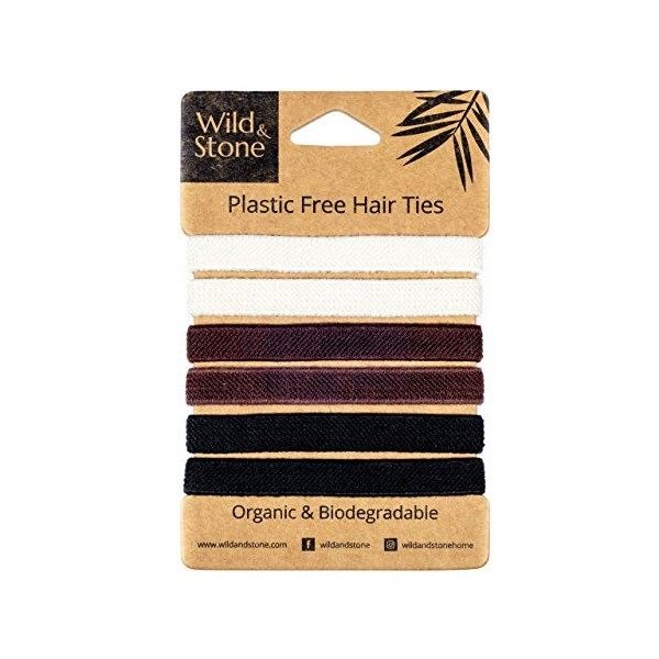 Wild & Stone Lot de 6 élastiques à cheveux 100% biodégradables et sans plastique Noir 