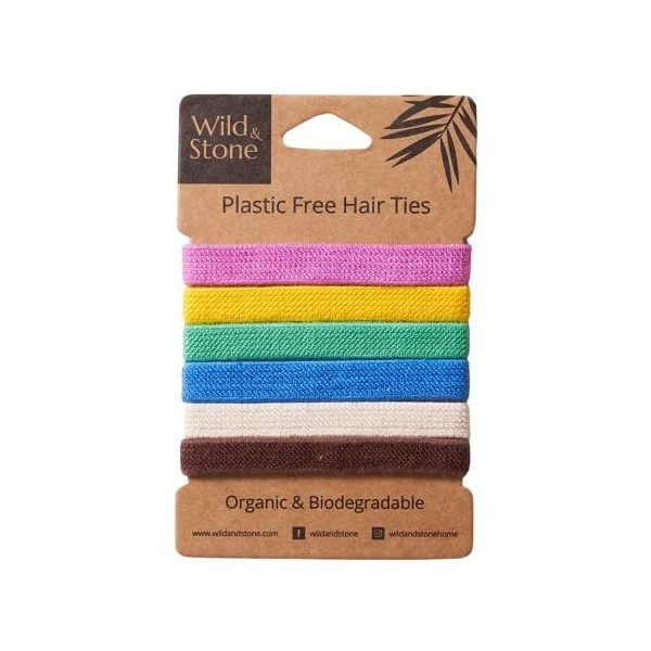 Wild & Stone Lot de 6 élastiques à cheveux 100% biodégradables et sans plastique Noir 