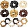 12 Pièces Chouchous Cheveux en Satin, Chouchou Scrunchie avec Couleur Différente, Souples Bandeaux Liens Cordes Bandeaux pour