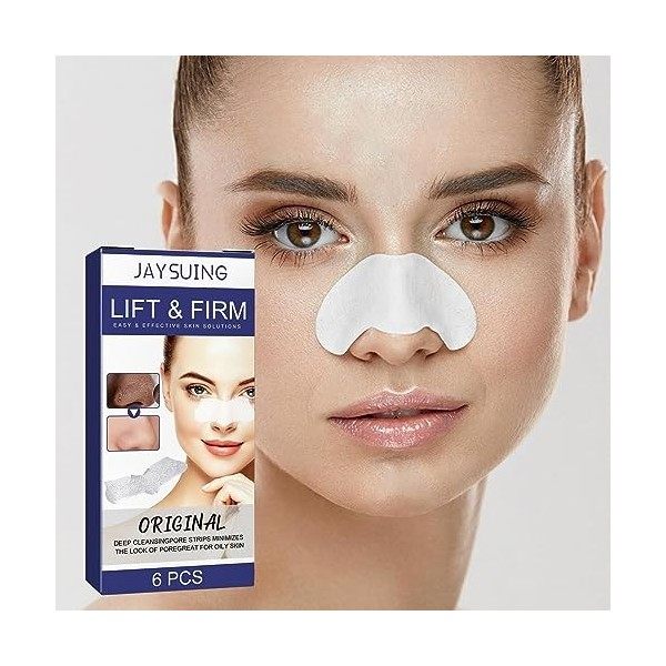 Pore ​​Strips Nez - Lot de 6 bandelettes nettoyantes pour le nez - Minimiseur de pores profonds, désobstruction instantanée d