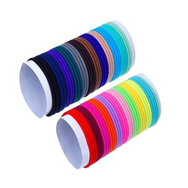 69 Pièces 3mm Multicolor Élastiques Bande de Cheveux Aucun Métal Élastiques Doux