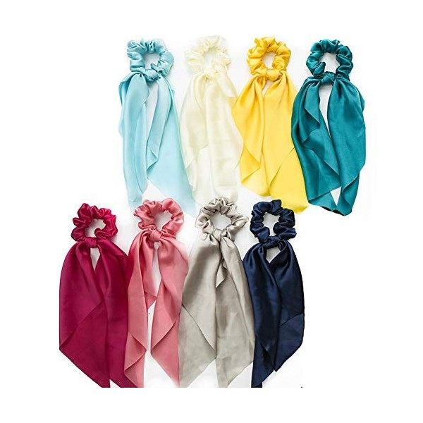 8 pcs mousseline de soie cheveux chouchous bowknot satin soie bande de cheveux élastique queue de cheval titulaire cheveux ac