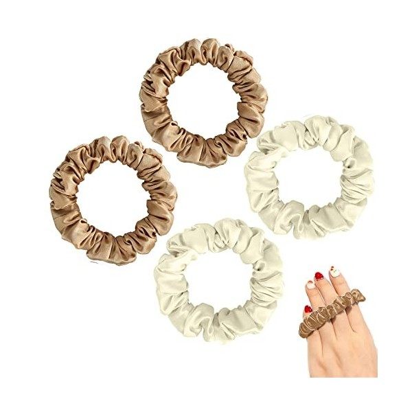 Jaimela Chouchous Cheveux Soie[4 Pièces], Chouchou Soie, Chouchou Élastique Coloré, Bobbles Scrunchies Cheveux ÉLastique Band