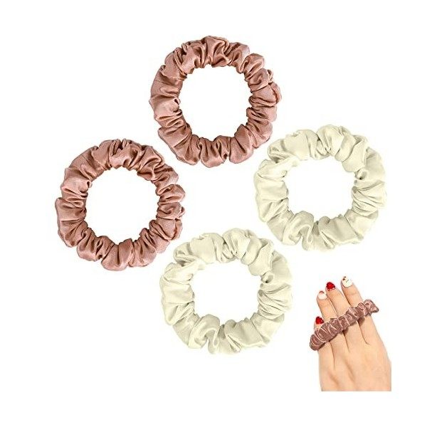 Jaimela Chouchous Cheveux Soie[4 Pièces], Chouchou Soie, Chouchou Élastique Coloré, Bobbles Scrunchies Cheveux ÉLastique Band