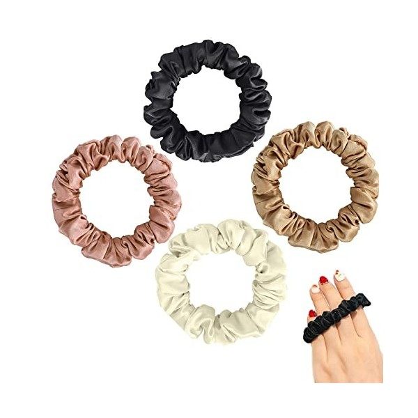 Jaimela Chouchous Cheveux Soie[4 Pièces], Chouchou Soie, Chouchou Élastique Coloré, Bobbles Scrunchies Cheveux ÉLastique Band