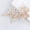 Sweetv Barrette de mariage or rose avec strass - Peigne de mariée fait à la main - Pour femme